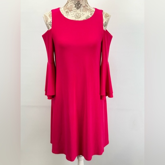 LAUREN Ralph Lauren Black Label Vibrant Pink Cold Shoulder Dress size 4 - Picture 1 of 13